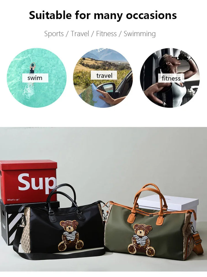Travel Fitness Bag Luggage Bag Zipper Storage Bag Carry-on Duffle Bag With Single Shoulder Strap For Short Trips Swimming