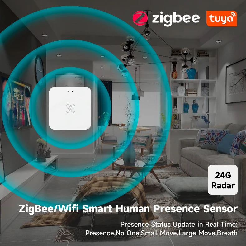 Tuya Wifi Presence Sensor 24Ghz Tuya zigbee motion sensor ZigBee Devices Presence Detector APP Smart Home Security Protector