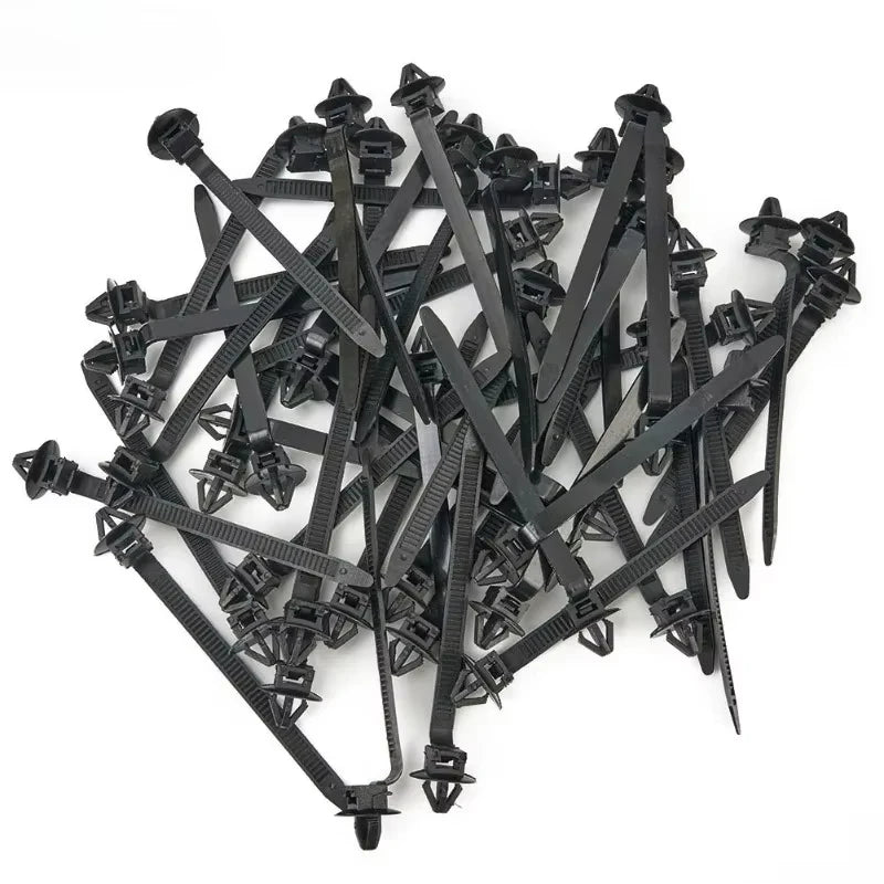 25pcs Self-Locking Nylon Cable Ties Car Hose Fastening Zip Strap Nylon Tie Wrap Cable Fixed Fastener Clips for Automotive