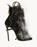 Fur Peep Toe Cross Tied Platform Sandal Boots Sexy Round Toe Thin Heel Zippeer New Arrivals Fashion Women Modern Boors