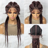 KIMA New Arrival 26 Inches Braided Wigs Synthetic Lace Front Hair Wig With Baby Hair for Black Women