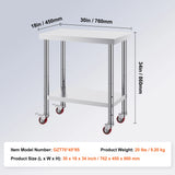 SucceBuy Stainless Steel Kitchen Worktable shelves Commercial Work Bench Table with Caster Wheels for Home Restaurant Storage