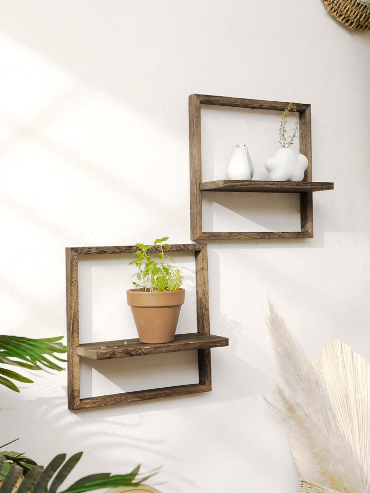 Wooden Display Shelf Floating Shelves Rustic Wood Shelves Wall Storage for Bedroom Kitchen Over Toilet Small Wall Mounted Gifts