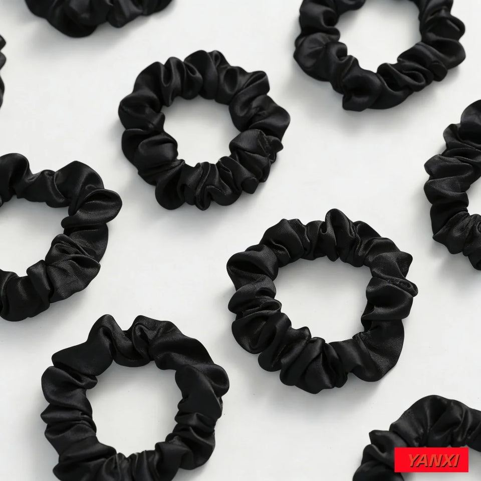 1/30/60/100pcs bulk satin scrunchies 100colors  women small 6.5cm headwear hair ties accessories casual cute black coffee