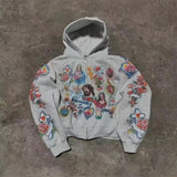 Women's Zip Up Hoodie Jacket Graphic Print Long Sleeve Sweatshirt With Pocket For Casual Streetwear, Cozy Travel, Gift For Teens