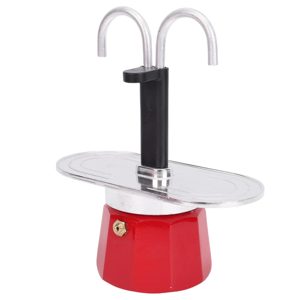 100ml Stovetop Coffee Maker Aluminum Alloy Double Head Coffee Pot for Home Kitchen Outdoor Travel Camping