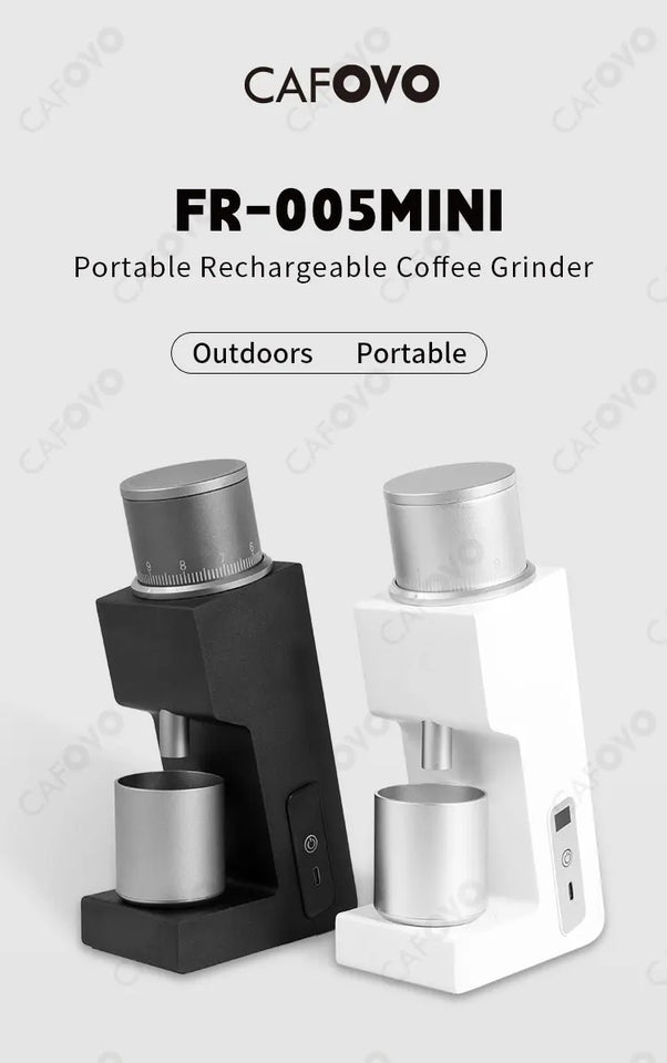 CAFOVO FR-005mini Electric Coffee Grinder 160RPM 304 Steel 38mm Conical Burrs Portable Outdoor Rechargeable Coffee Mill