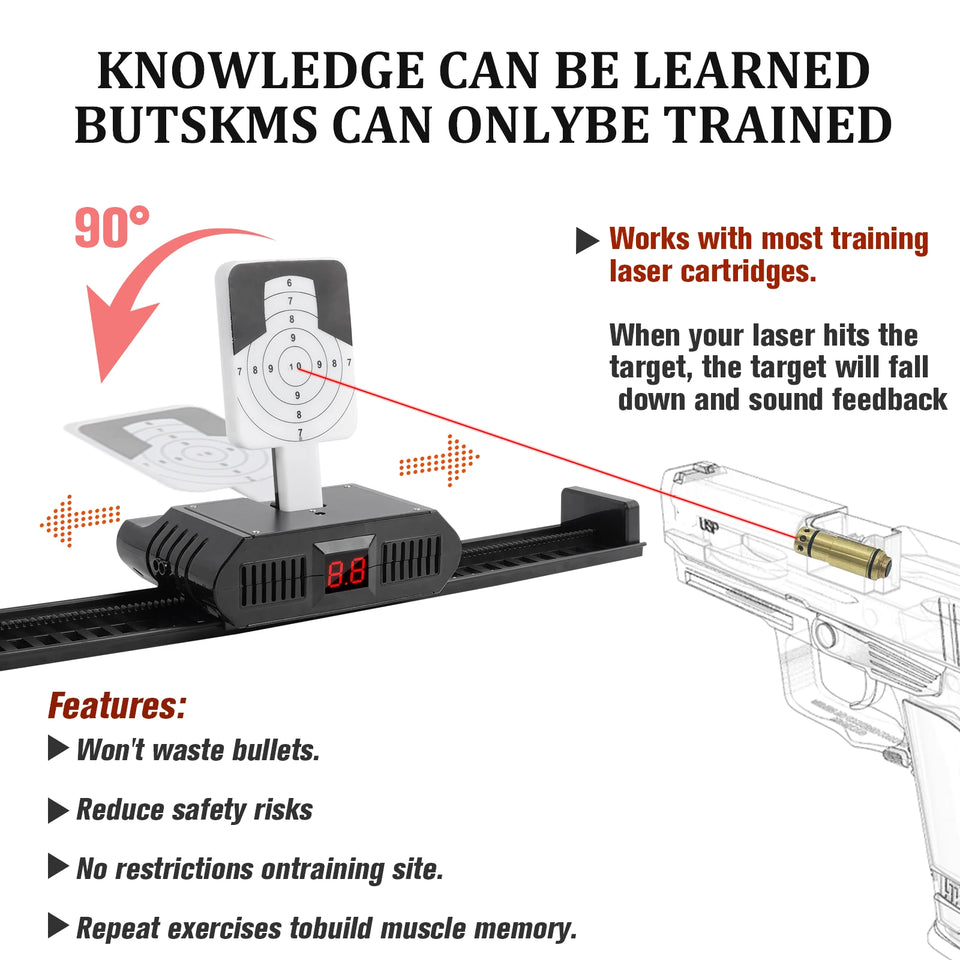 9mm Dry Fire Laser Trainer with Rechargeable Smart Laser Target System, Instant Dynamic Feedback, Safe and Efficient Training.