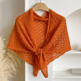 Korean Hollow Out Knitted Shawl Summer Air Conditioning Fake Collar Neck Guard Knit Thin Knotted Cape Shoulder Scarf For Women