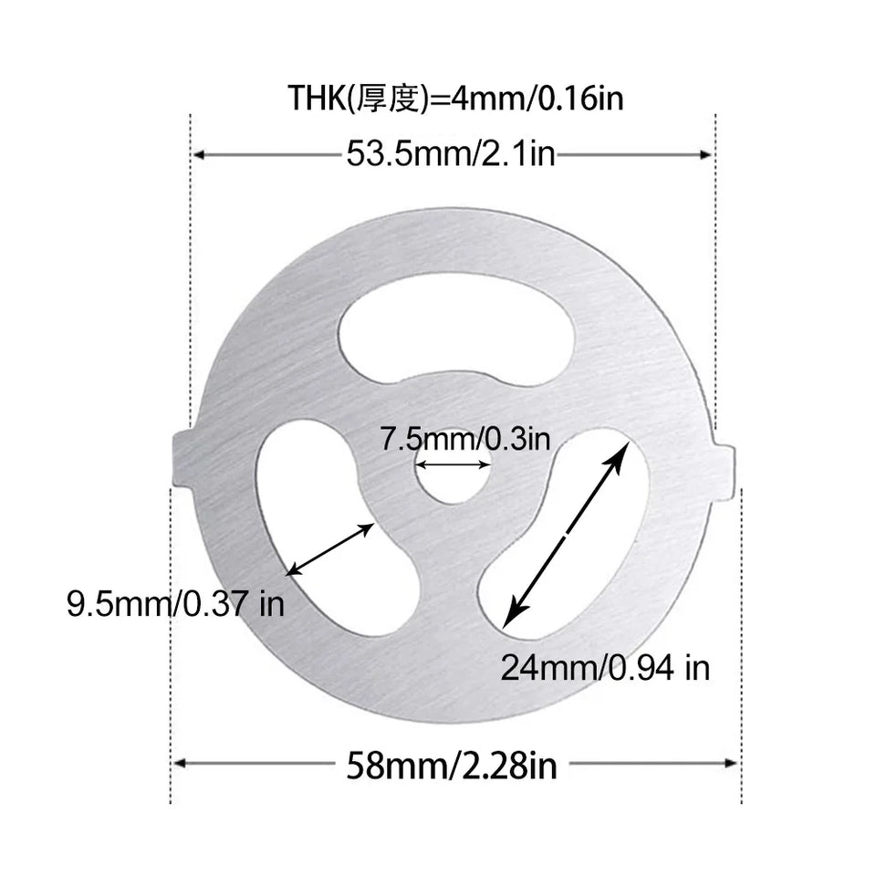 Meat Grinder Pinion Mixer Spare Parts Meat Grinder Knife Stainless Steel Grille for Food Grinder Accessories Kitchen Tool