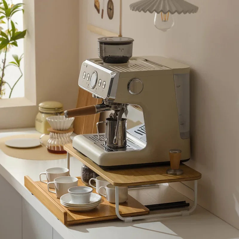 Creative Coffee Machine Storage Racks Wooden Countertop Cups Office Holders Racks Display Shelf Organizer Shelves Kitchen