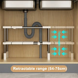 Stackable Storage Rack Wardrobe Layered Partition Rack Closet Sorting Shelves Telescopic Sink Holder Wardrobe Clothing Organizer