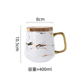 Nordic Marble Textured Ceramic Coffee Cup Creative Office Home Mug with Lid Couple Afternoon Tea Coffee Cup Set Holiday Gift