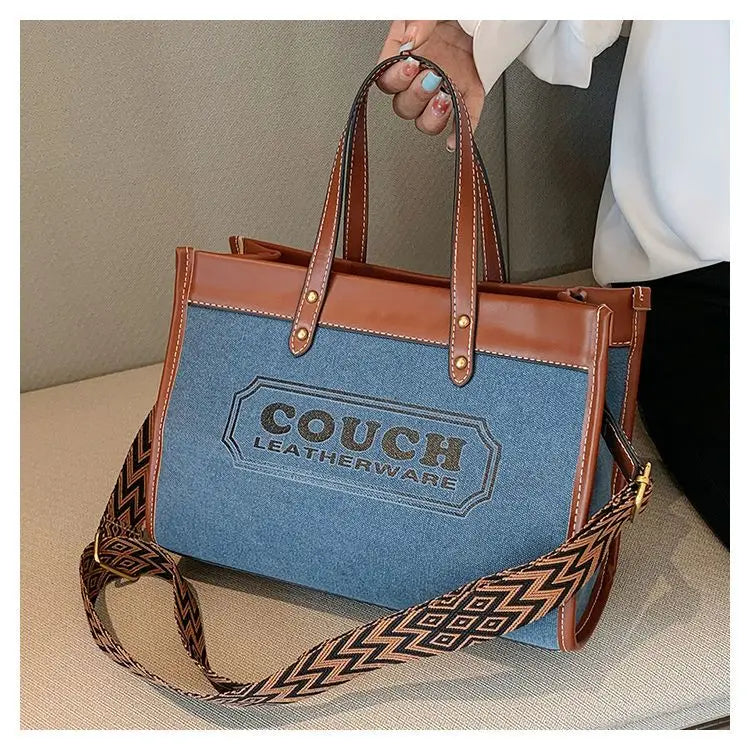 Canvas handbags women's 2023 new fashion all-match tote bag style large capacity shoulder messenger bag for woman