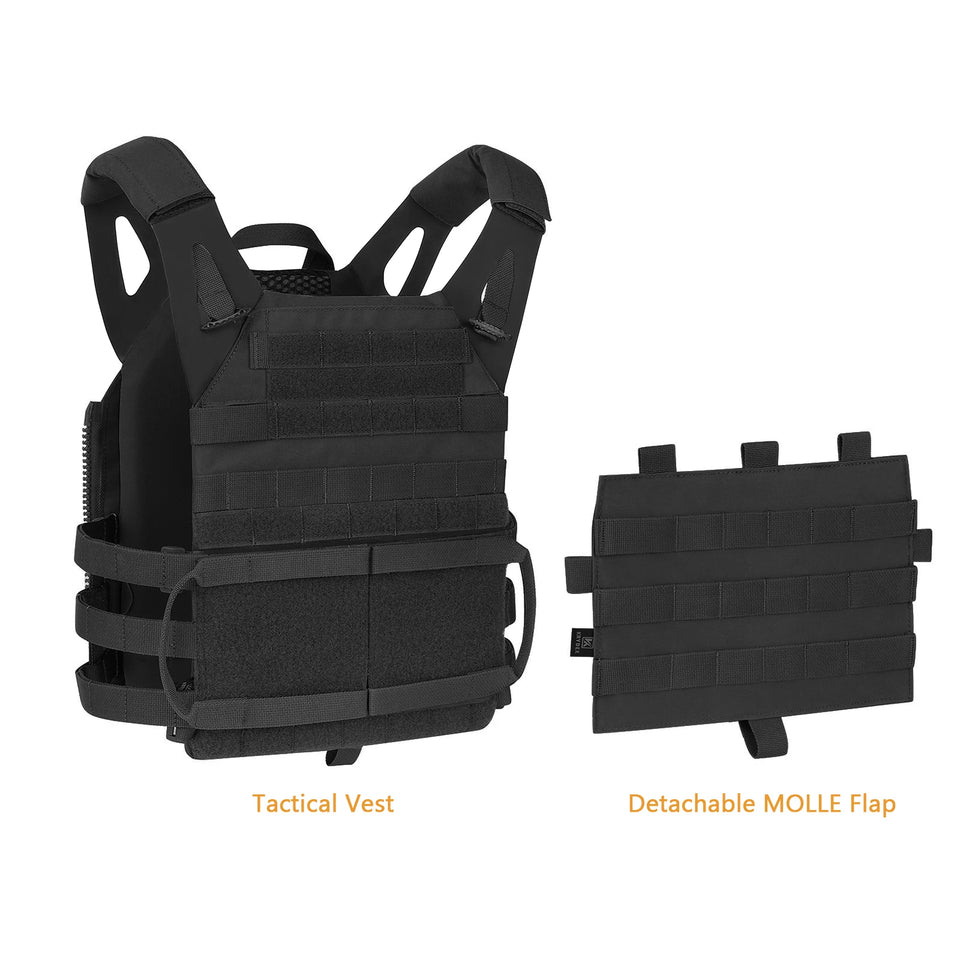 KRYDEX 500D Nylon Tactical Vest Jumpable Plate Carrier MOLLE Front Flap Panel Backpack Hunting Ranger Green Camo Men's Vest
