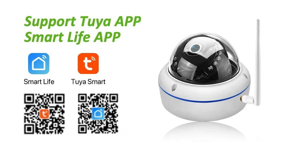 Outdoor Street IP66 Tuya Smart Home IP Camera WIFI Audio Record Waterproof 5MP Wireless CCTV Dome Camera Smart Life APP P2P