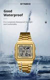 SYNOKE Stainless Steel watchband Chrono Sport Watches Men Back Light Display Digital Wristwatch Waterproof plastic watch case
