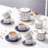 Nordic Ins Bone China Coffee Cup Golden Handle Coffee Pot Ceramic High Grade Milk Tea Pot Creative Afternoon Tea Black Tea Cup