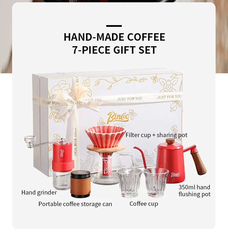 Bincoo Hand Brewed Coffee Pot，Ceramics Filter Cup， Sharing Pot，Hand Brewed Coffee Gift Box Set，Home Barista Kitchen Accessories