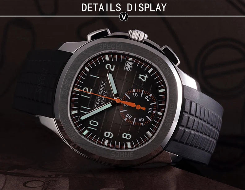 New Arrivals Specht&Sohne Brand Men Quartz Watches 40MM Rose Gold Stainless Steel  Male Functional 5167 Sports Wristwatch 5Bar
