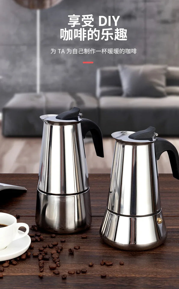 Coffee Maker Machine Moka Pot American Latte Electric Burner Italian French Press Percolator Brew Kettle Stovetop StainlessSteel