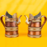 Tibetan Butter Tea Pot,Copper Barley Pot Mongolian Milk Tea Pot Nepalese Handcrafted Water Offering Pot Tibetan-Style Tea Set 1L