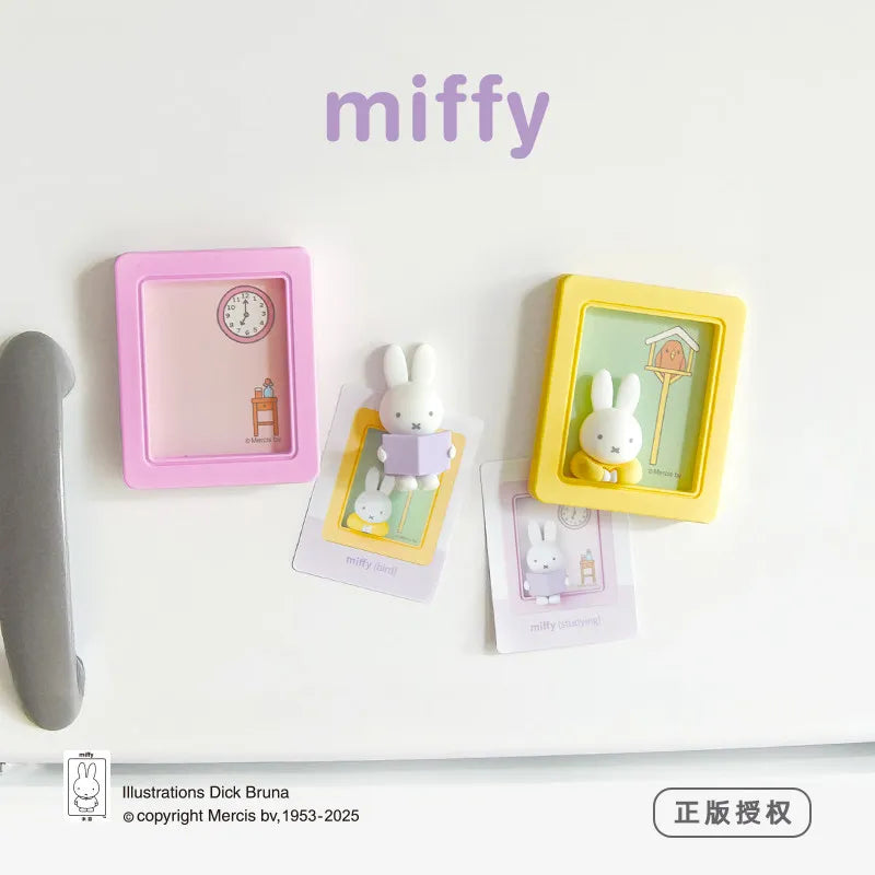 Miffy Photo Frame Phone Stand Blind Box Studying Reading Dreaming Rabbit Model Magnetic Refrigerator Sticker Decoration Gift