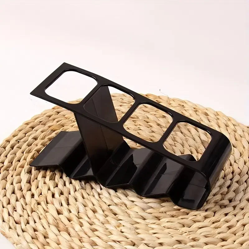 4-Remote Holder - Black Plastic Desk Organizer for TV Stand/Office, Space-Saving Storage Rack