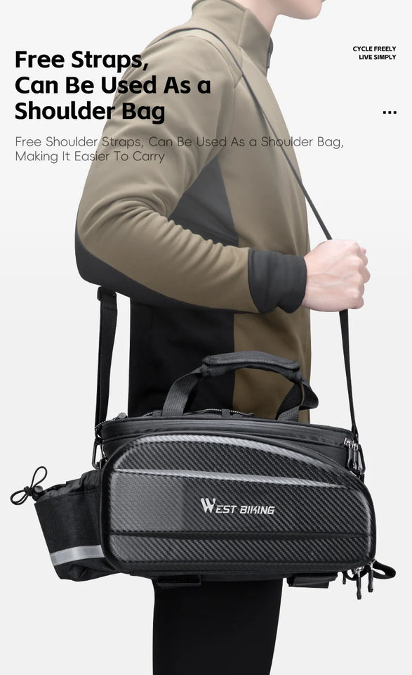 WEST BIKING Cycling Trunk Bag Large Capacity Bicycle Pannier Multifunctional Reflective Bike Bag Travel Bag MTB Bike Accessories