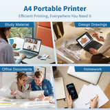 Portable Printer Wireless Inkless Thermal Printer A4 Bluetooth C80 300DPI Mobile Support Android iOS for Office Work Home School