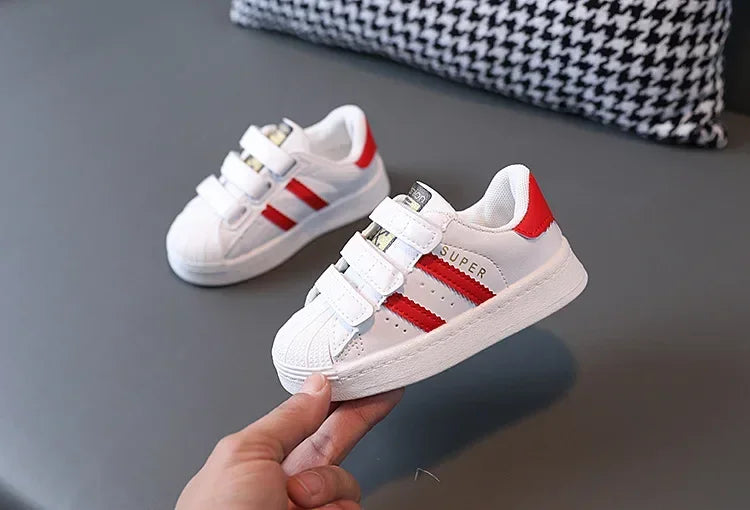 Children's Sneakers Kids Fashion Design White Non-slip Casual Shoes for Boys Girls Hook Breathable Sneakers Toddler Outdoor Shoe