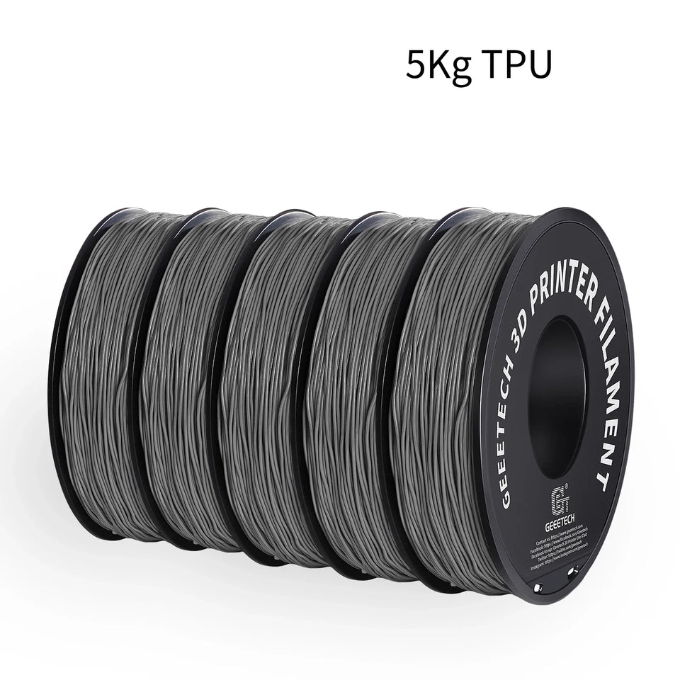 GEEETECH 5Rolls 3D TPU Flexible Filament TPU material 1.75mm Plastic Vacuum Packaging, Non-Toxic High Quality Safe,fast ship
