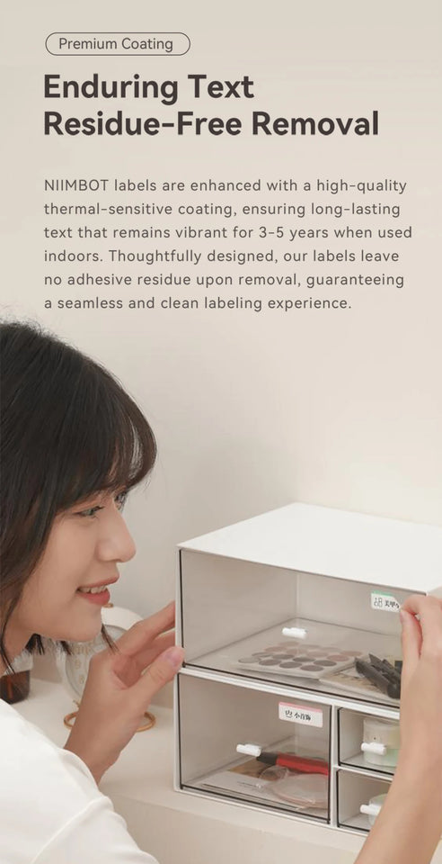 Niimbot 1/3/6 Rolls White Label Waterproof Adhesive Sticker Anti-Oil Paper For B1 B21 Mini Portable Thermal Printer Label Maker