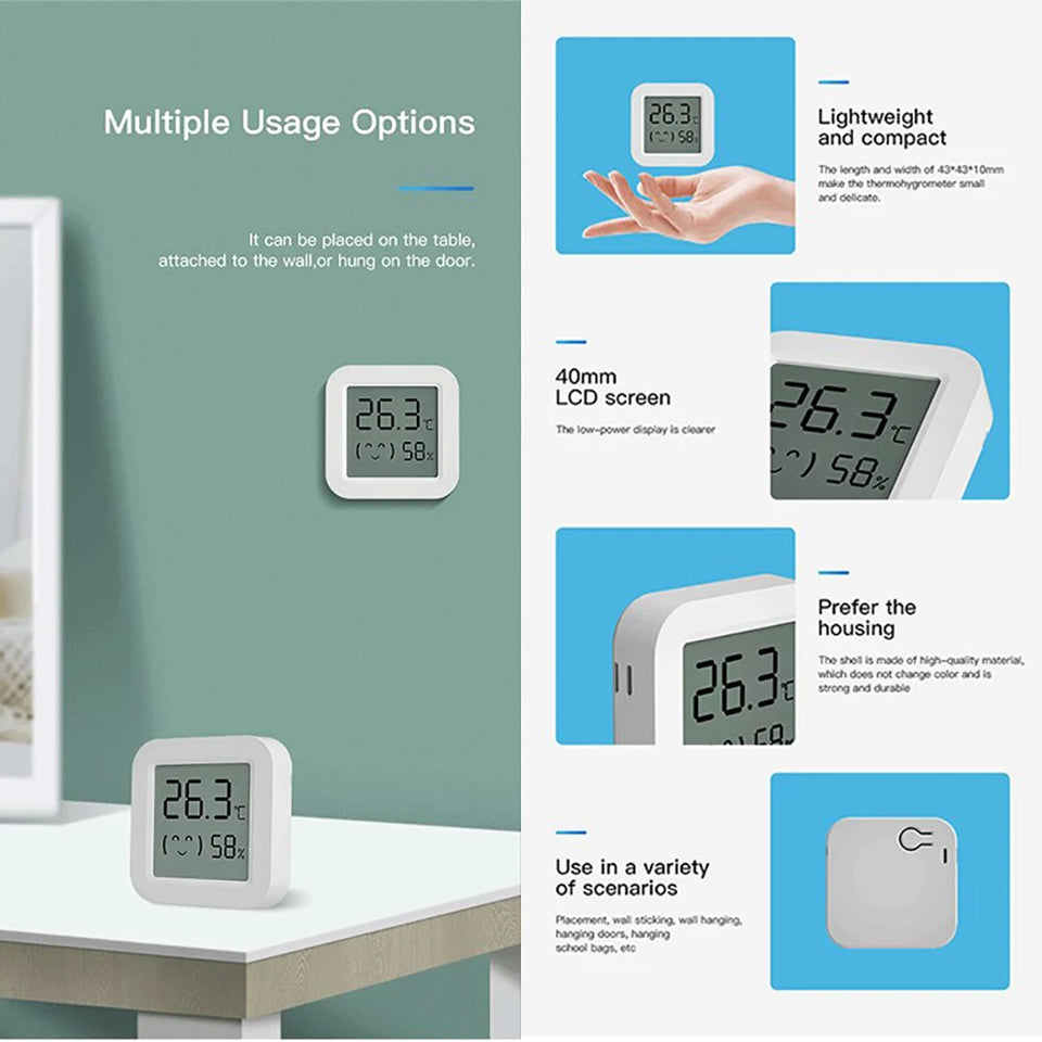 CozyLife Smart Thermometer Temperature Sensor Fridge Sensor Mini LCD Digital Display Bluetooth-Compatible Thermometer Hygrometer
