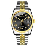Fashion Diamond Calendar Mens Watches Business Luxury High Quality Quartz Watch For Men Stainless Steel Wristwatch Reloj Hombre