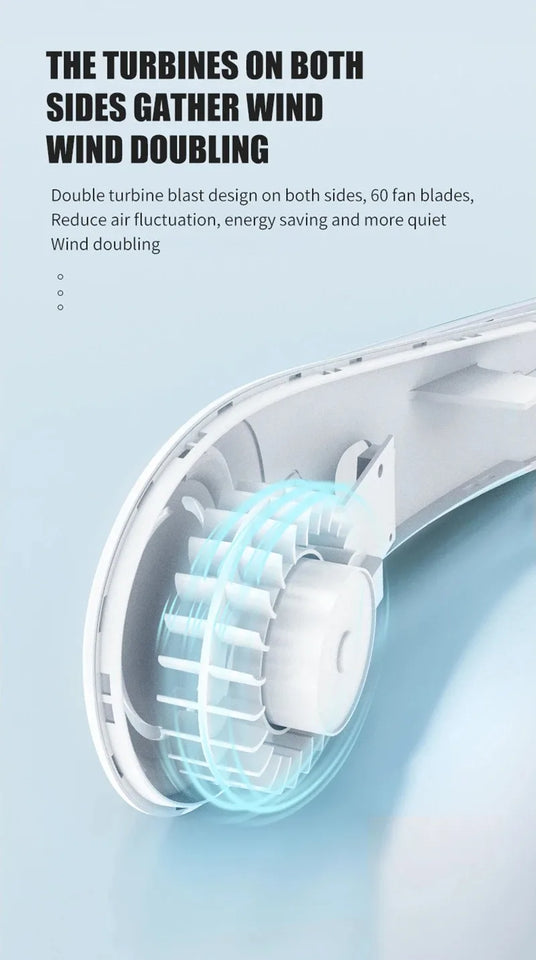 Mini Fan Silent Neck Hanging Fan Usb Portable Bladeless Rechargeable Led Digital Display Electric Air Cooler Summer Sports Fan