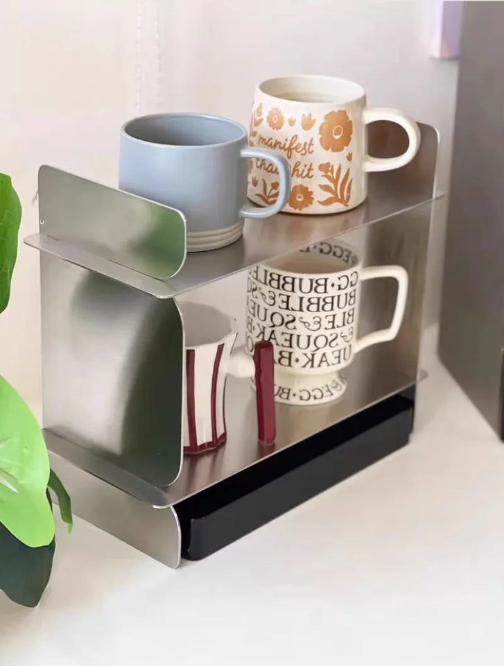 Coffee Cup Storage Display Stand Stainless Steel Retro Bath Bedroom Cosmetics Organization Rack Luxury Creative Home Accessories