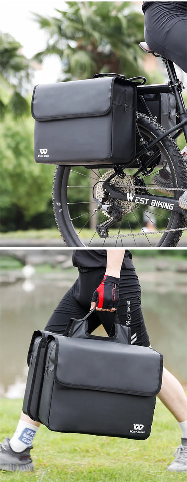 WEST BIKING Bicycle Bag 36L Multifunctional Saddle Bag Waterproof MTB Bike Rack Bag Travel 2 In 1 Big Capacity Bicycle Rear Bag