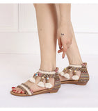 Summer New Women's Sandals Rome Bohemian Flow Su Flat Heel Soft Bottom Comfortable Anti slip Outerwear Tourist Vacation