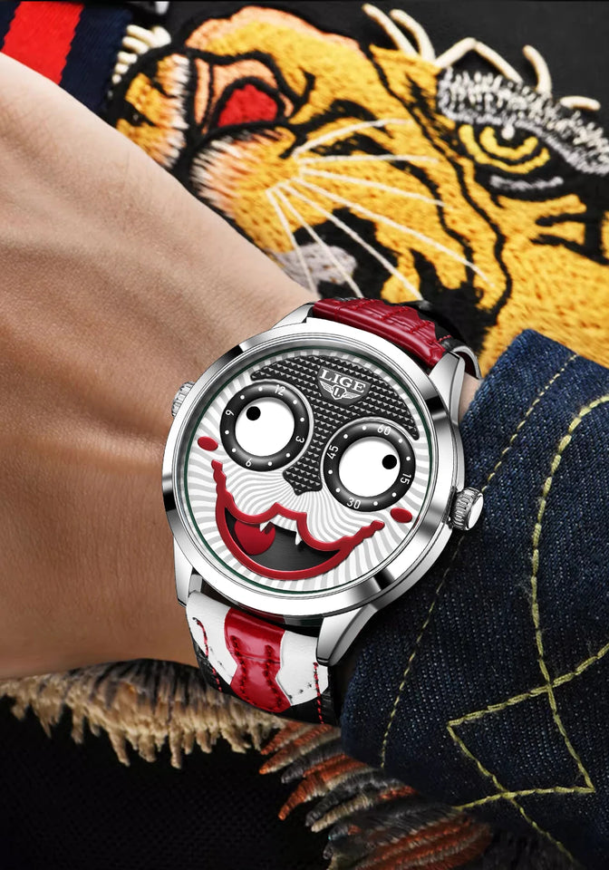 LIGE 2025 TOP Men's Watches Quartz Clown Dial Watches Unique Strange Fashion Cool Watch Waterproof watches for men reloj hommes
