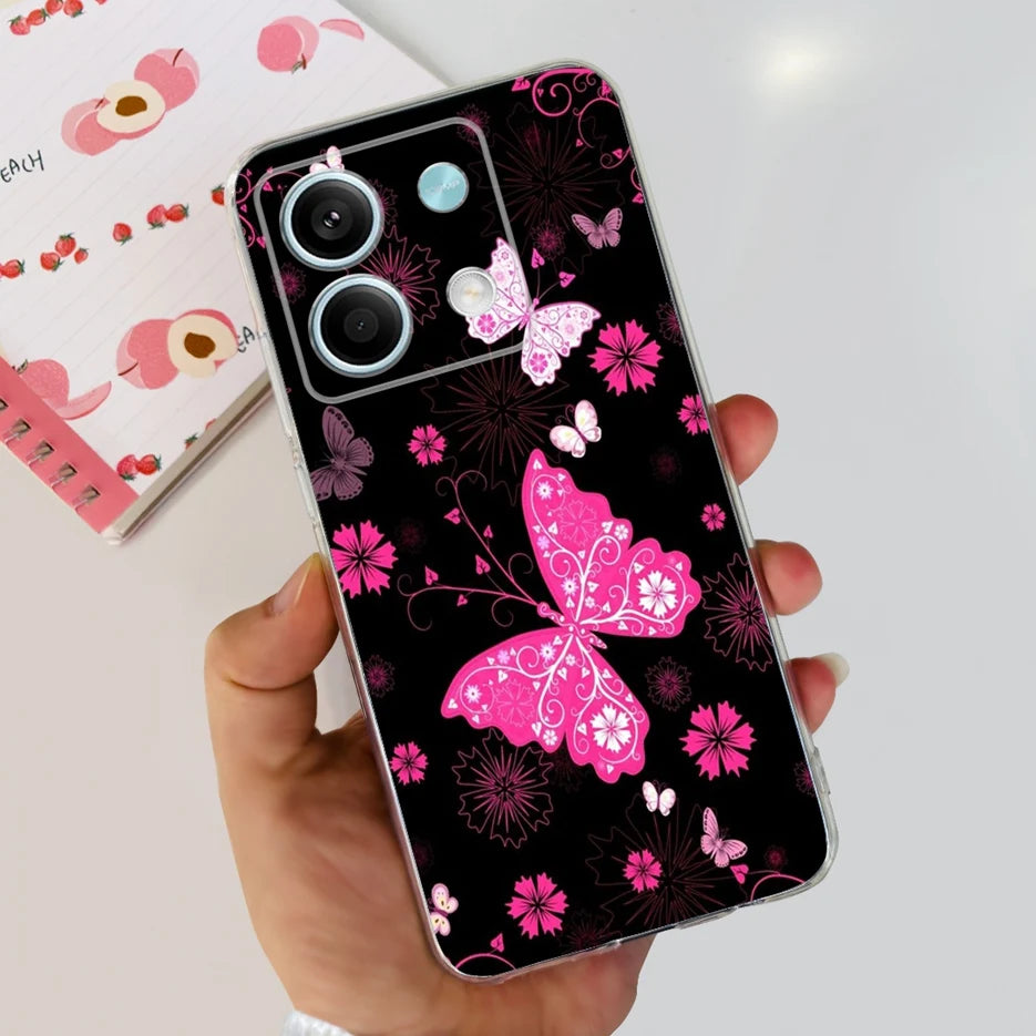 For Xiaomi Redmi Note 13 4G Case Cute Cat Butterfly Cover Soft Silicone Phone Case For Redmi Note 13 Pro Plus Note13 Full Bumper