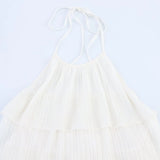 HH Women's Summer New Popular Sweet Laminated Decorative Halter Neck Dress Female Classy Sexy Backless Mini Sleeveless Dress