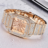 Unique Cool Brand Designer Watches For Men Hip Hop Diamond Fashion Alloy Band Date Golden Quartz Watch Montres de Marque de Luxe