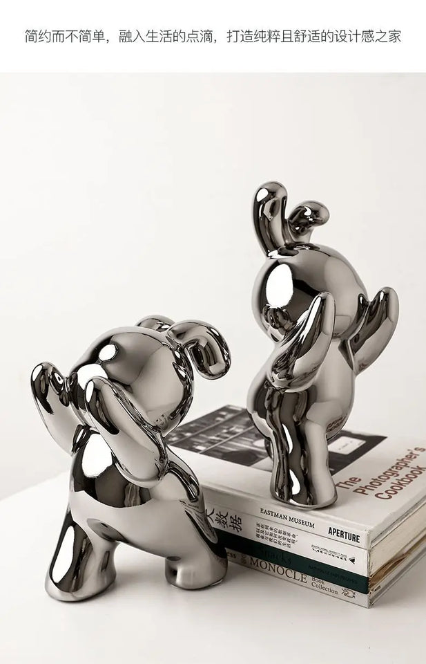1 pair desk organizer Creative Rabbit Bookend Ceramic Ornament Desktop book holder Cute Gift simple nordic style book organizer