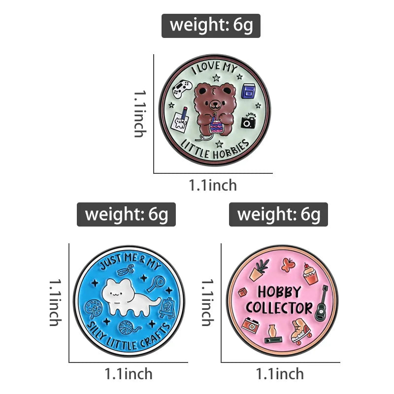 2-6pcs/set Hobby Collection Enamel Pins Reading Book Iced Coffee Knit Brooch Hiking Badges Music Korean Girls Band Jewelry