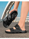Summer Sandals for Men Lightweight Cushioned Slippers with Anti Slip and Breathable Arch Support Classic Double Button Sandals