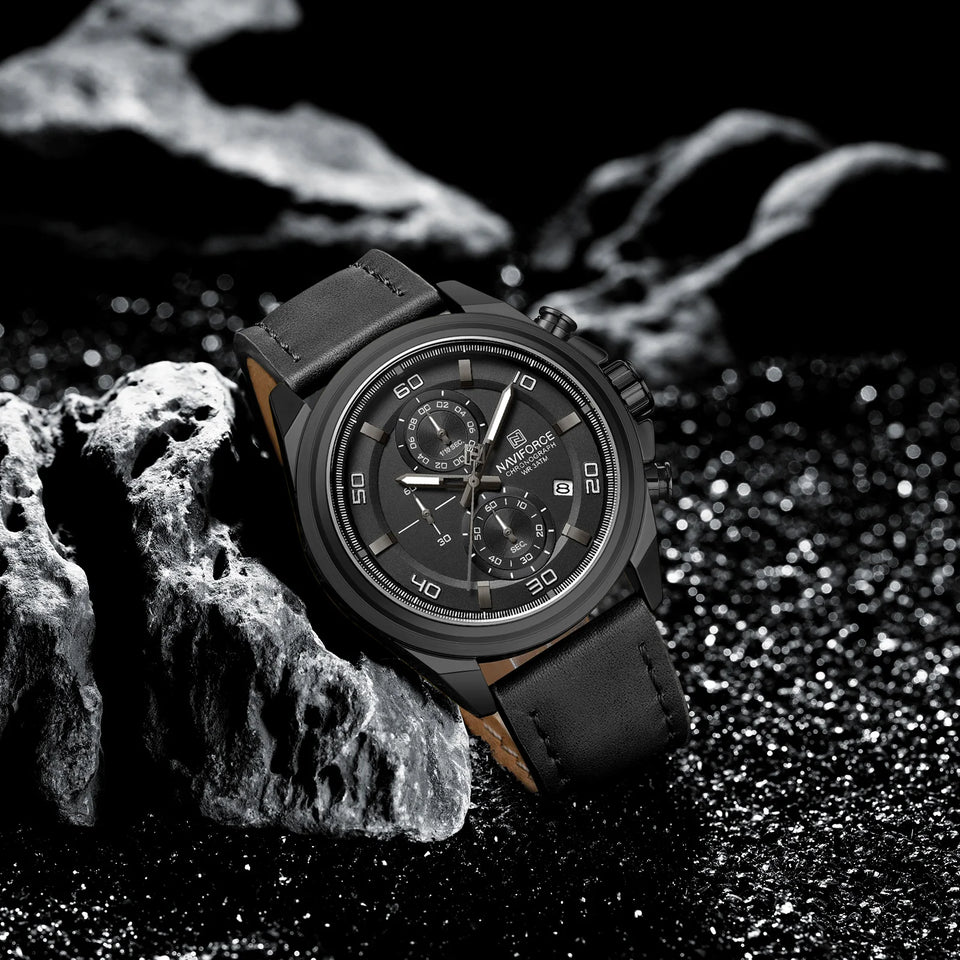 NAVIFORCE Waterproof Watches for Men Original Brand Luxury Leather Men's Quartz Wristwatch Fashion Military Chronograph Male
