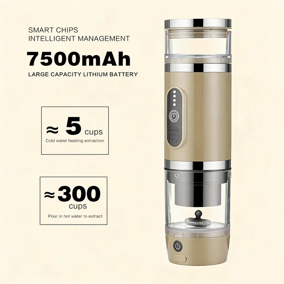 Outdoor camping portable capsule coffee machine, 3-in-1 multi-functional espresso machine with built-in wireless milk frother.