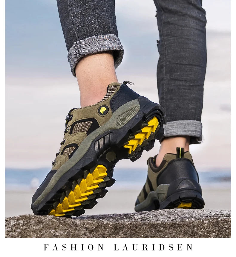 Spring Casual Shoes Men Breathable Comfortable Lace Up Walking Shoes Autumn Classic Outdoor Sneakers Thick-Soled Hiking Shoes