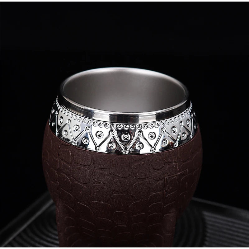 Creative Double Wall 260ml Stainless Steel Yerba Mate Tea Cup Tumbler Beer Pint Coffee Mug Gifts For Friend No Straw